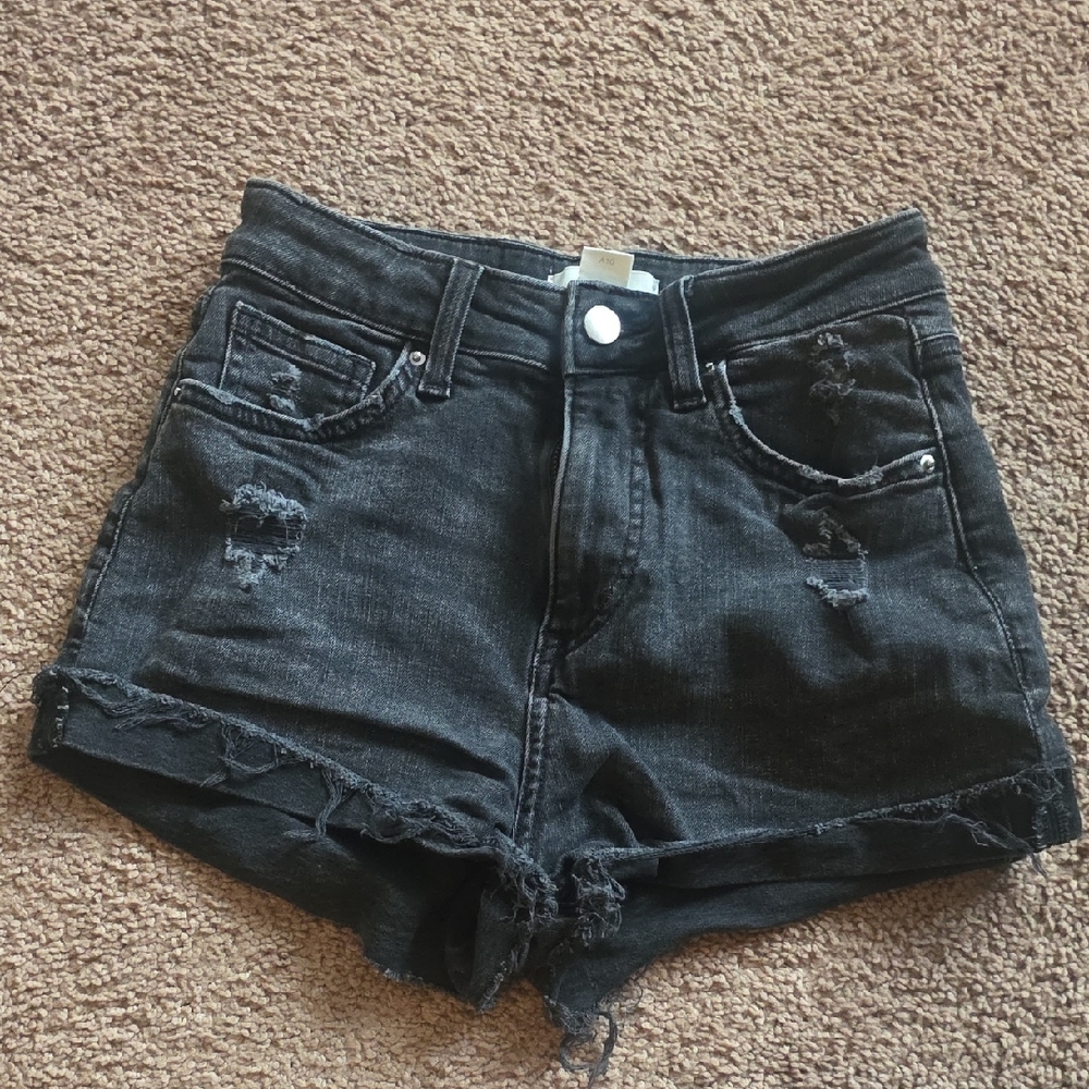 H&M Charcoal Distressed Jean Shorts